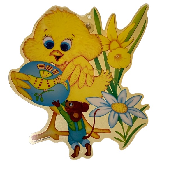 Vintage 90's Easter Chicks Egg Bunny Diecut Plastic Suction Cup Window Clings 3 - Picture 5 of 9